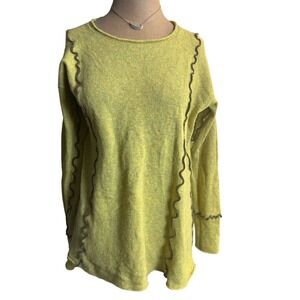 Unique boutique Knit Pullover Sweater Indie Zigzag Trim Embellished Long Sleeve